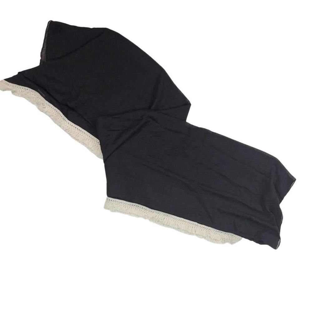 Nwt sunlily Bali wrap in black with beige ruffle tassel hem